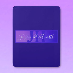 Modern Elegant Script Name & Monogram Ombre Purple Door Sign