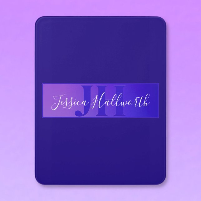Modern Elegant Script Name & Monogram Ombre Purple Door Sign (Creator Uploaded)