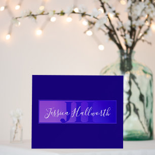 Modern Elegant Script Name & Monogram Ombre Purple Foam Board