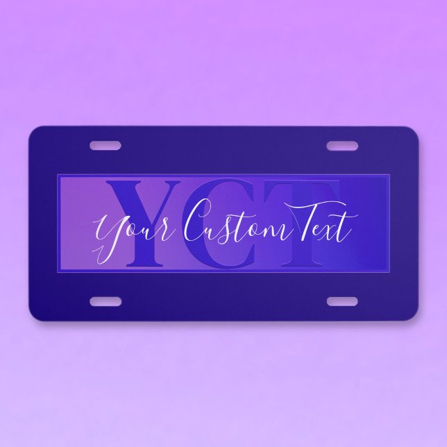 Modern Elegant Script Name & Monogram Ombre Purple License Plate (Creator Uploaded)
