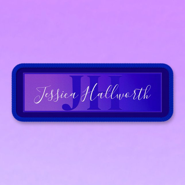 Modern Elegant Script Name & Monogram Ombre Purple Patch (Creator Uploaded)