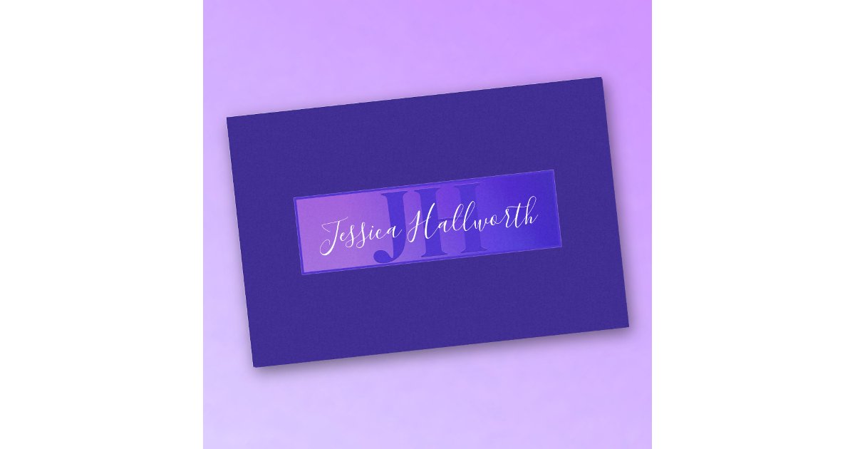 Modern Elegant Script Name & Monogram Ombre Purple Tissue Paper | Zazzle