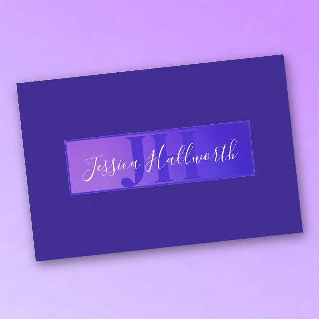 Modern Elegant Script Name & Monogram Ombre Purple Tissue Paper (Creator Uploaded)