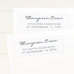 Modern Elegant Script Navy Blue Return Address Label
