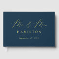Modern Elegant Script Navy Photo Wedding Foil Guest Book | Zazzle