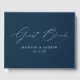 Modern Elegant Script Navy Photo Wedding Guest Book | Zazzle