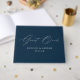 Modern Elegant Script Navy Photo Wedding Guest Book | Zazzle