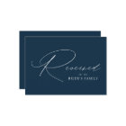 Modern Elegant Script Navy Wedding Reserved Sign