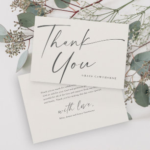 Modern Elegant Script Neutral Baptism Thank You Card