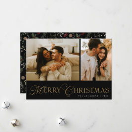 Modern Elegant Script Photo Collage Christmas Holiday Card
