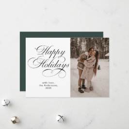 Modern Elegant Script Photo Collage Christmas Holiday Card