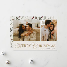 Modern Elegant Script Photo Collage Christmas Holiday Card