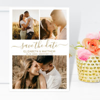 Modern Elegant Script Photo Collage Wedding