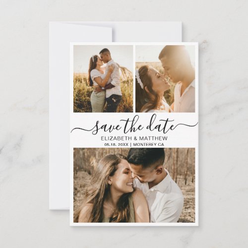 Modern Elegant Script Photo Collage Wedding Save The Date