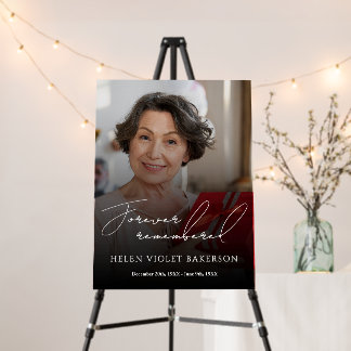Modern Elegant Script Photo Funeral Welcome Sign