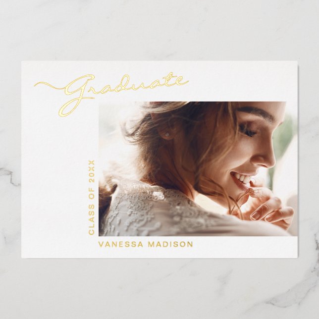 Modern Elegant Script | Photo Grad Announcement (Front)