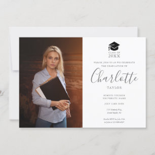 Modern Elegant Script Photo Graduation Party  Invitation