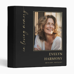 Modern Elegant Script Photo Memorial Keepsake 3 Ring Binder