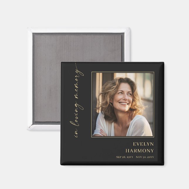 Modern Elegant Script Photo Memorial Keepsake Magnet (Front/Back)