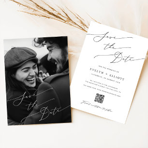 Modern Elegant Script Photo Save the Date