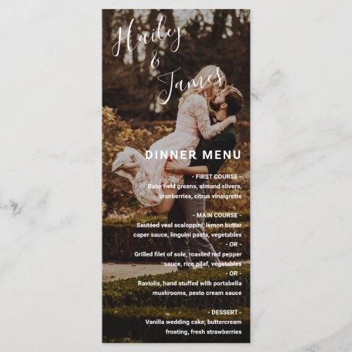 Modern Elegant Script Photo Wedding Menu