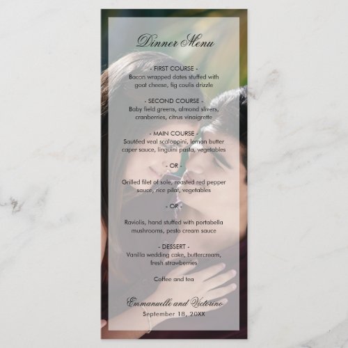 Modern Elegant Script Photo Wedding Menu