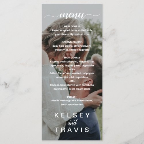 Modern Elegant Script Photo Wedding Menu