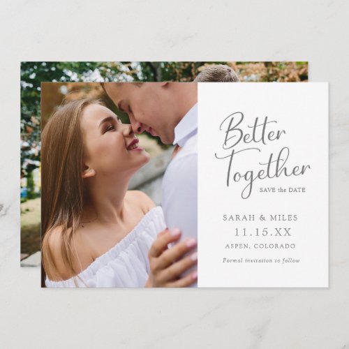 Modern Elegant Script Photo Wedding Save The Date