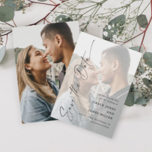 Modern Elegant Script Photo Wedding Save The Date