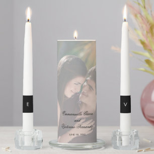 Modern Elegant Script Photo Wedding Unity Candle Set