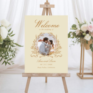 Modern Elegant Script Photo Wedding Welcome Foam Board