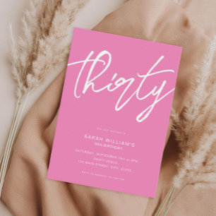 Modern Elegant Script Pink 30th Birthday Invitation