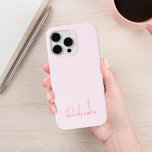 Modern Elegant Script Pink Initial Monogram iPhone 13 Case<br><div class="desc">Pink Minimalist Modern Initial Monogram Phone Case. Create your own personalized iPhone Case with custom name and initials in script calligraphy typography.</div>