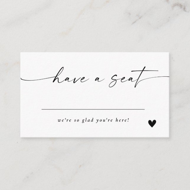 Modern Elegant Script Place Card (Front)