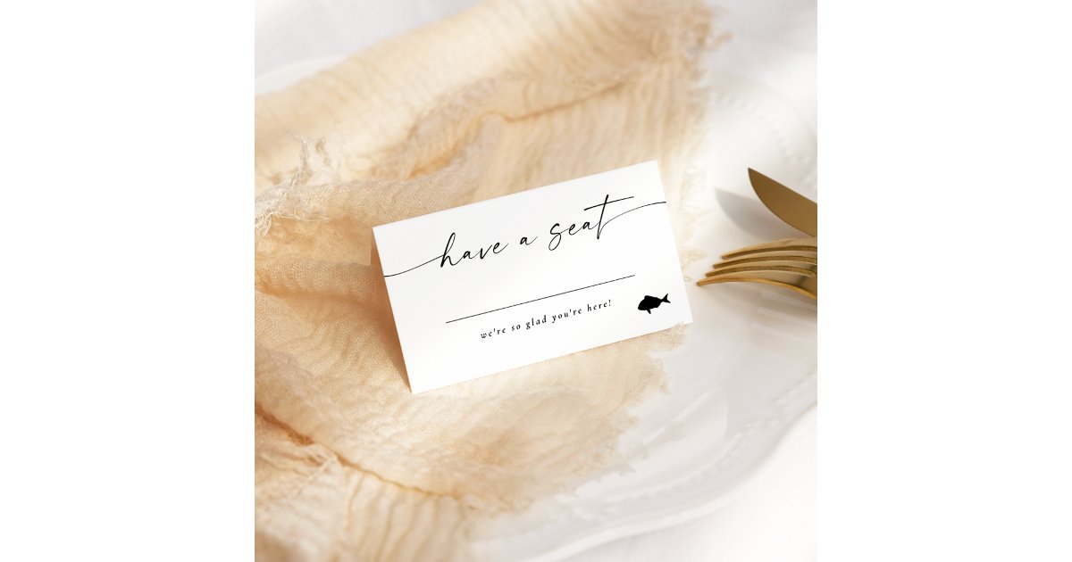 Modern Elegant Script Place Card Fish Option | Zazzle