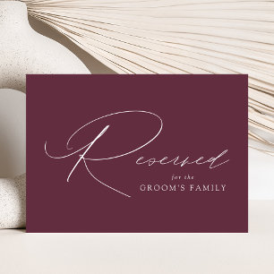 Modern Elegant Script Purple Reserved Wedding Sign
