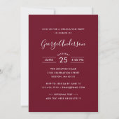 Modern Elegant Script Red Black | Photo Graduation Invitation (Back)