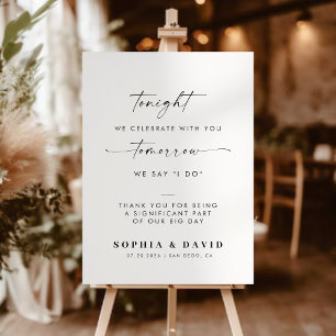 Modern Elegant Script Rehearsal Dinner Welcome  Foam Board