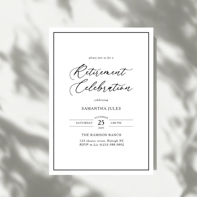 Modern Elegant Script Retirement Celebration Invitation (Creator Uploaded)