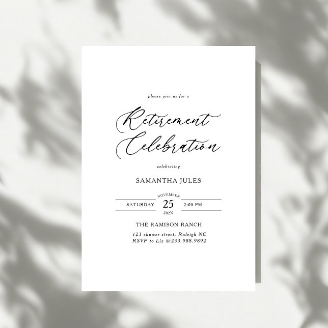 Modern Elegant Script Retirement Celebration Invitation (Creator Uploaded)