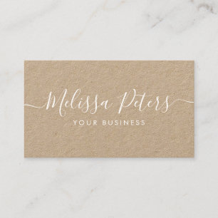 Modern Elegant Script Rustic Kraft Business Card