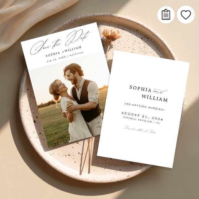Modern Elegant Script Rustic Sunset Photo Wedding Save The Date (Creator Uploaded)