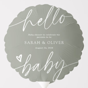 Modern Elegant Script Sage Green Baby Shower Balloon