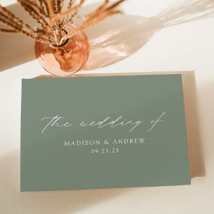 Modern Elegant Script Sage Green Wedding Guest Book