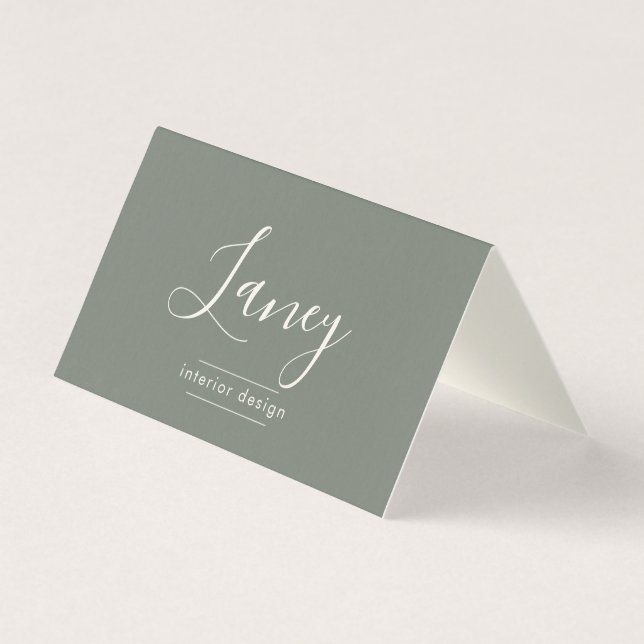 Modern Elegant Script Sage QR Code Professional (Front)