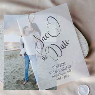 Modern Elegant Script Save the Date Vellum Invitations