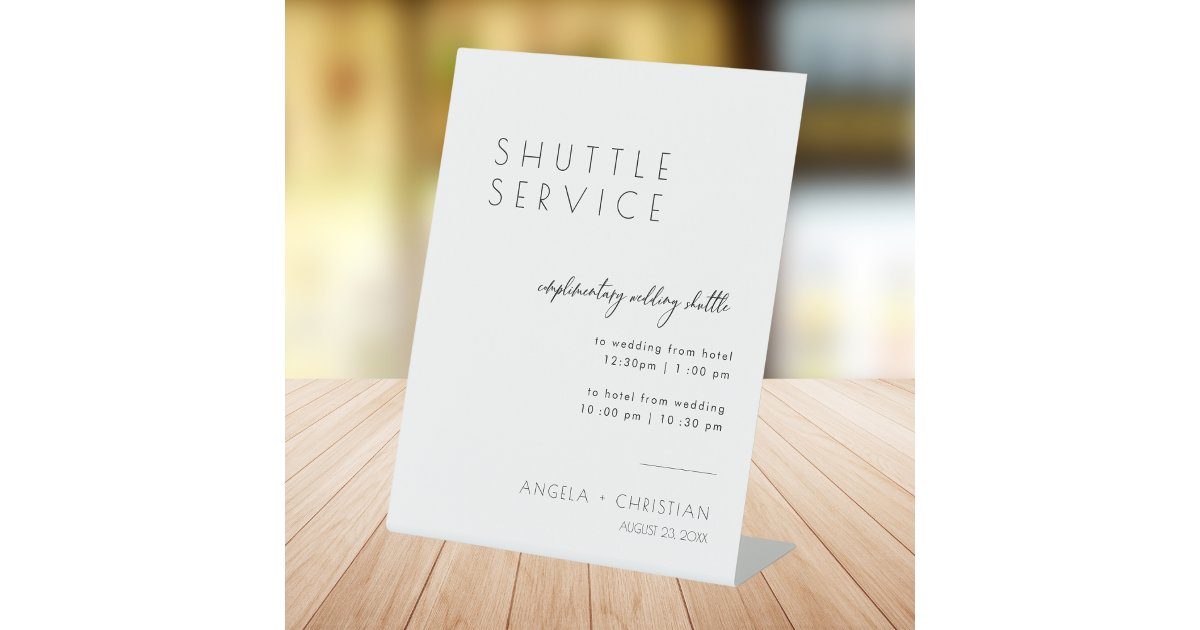 Weddign Shuttle Sign Modern Elegant Script Shuttle Service Wedding Sign | Zazzle