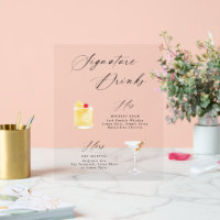 Modern Elegant Script Signature Drinks Poster