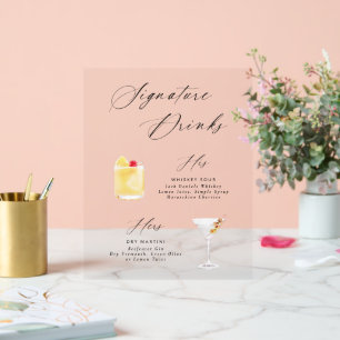Modern Elegant Script Signature Drinks Poster