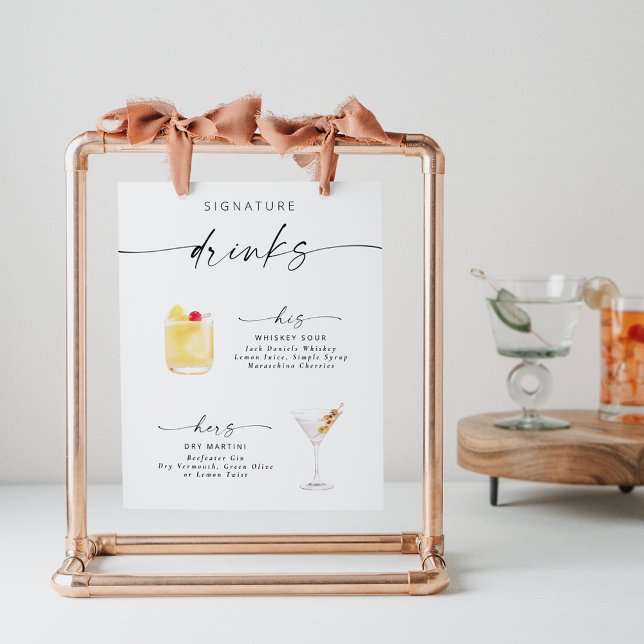 Modern Elegant Script Signature Drinks Poster (Creator Uploaded)